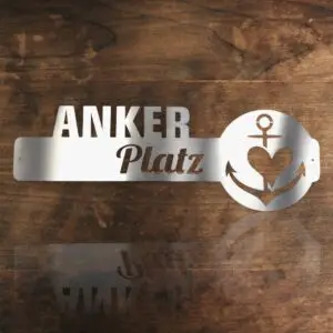 edelstahl wanddeko ankerplatz mit ankerherz symbol