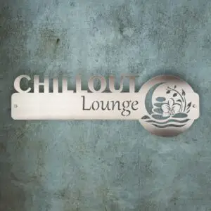 wanddeko metall edelstahl mit dme schriftzug chillout lounge - zen wellness