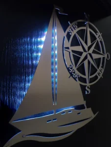 wanddeko schiff mit led beleuchtung